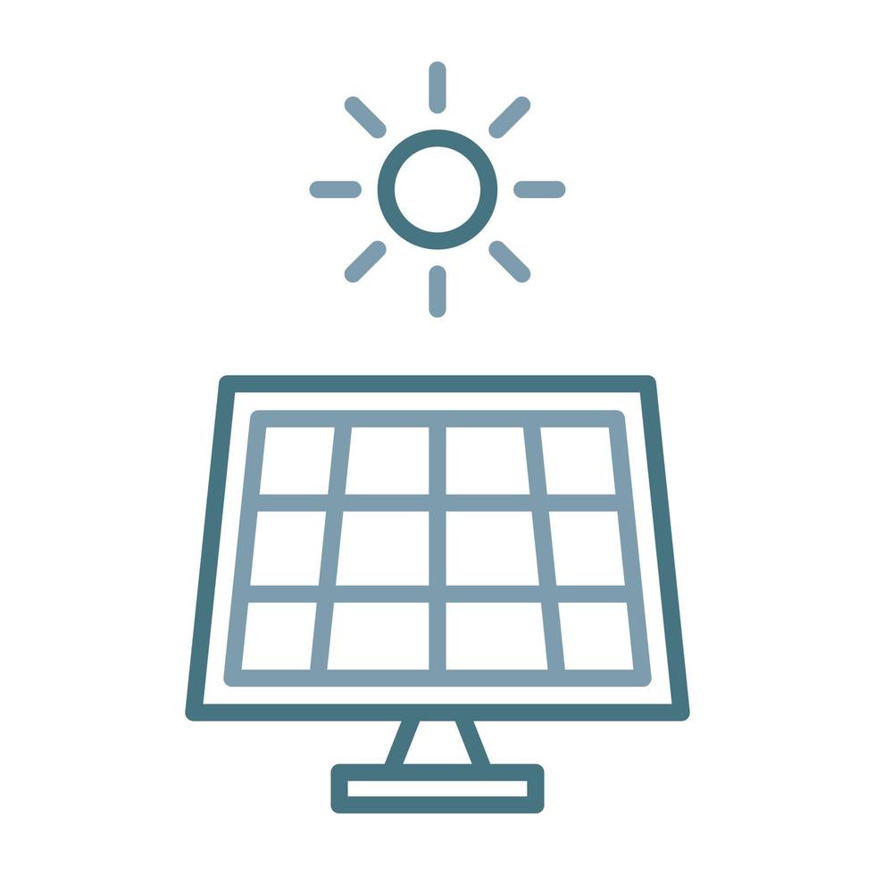 Solarpanel-Linie zweifarbiges Symbol vektor