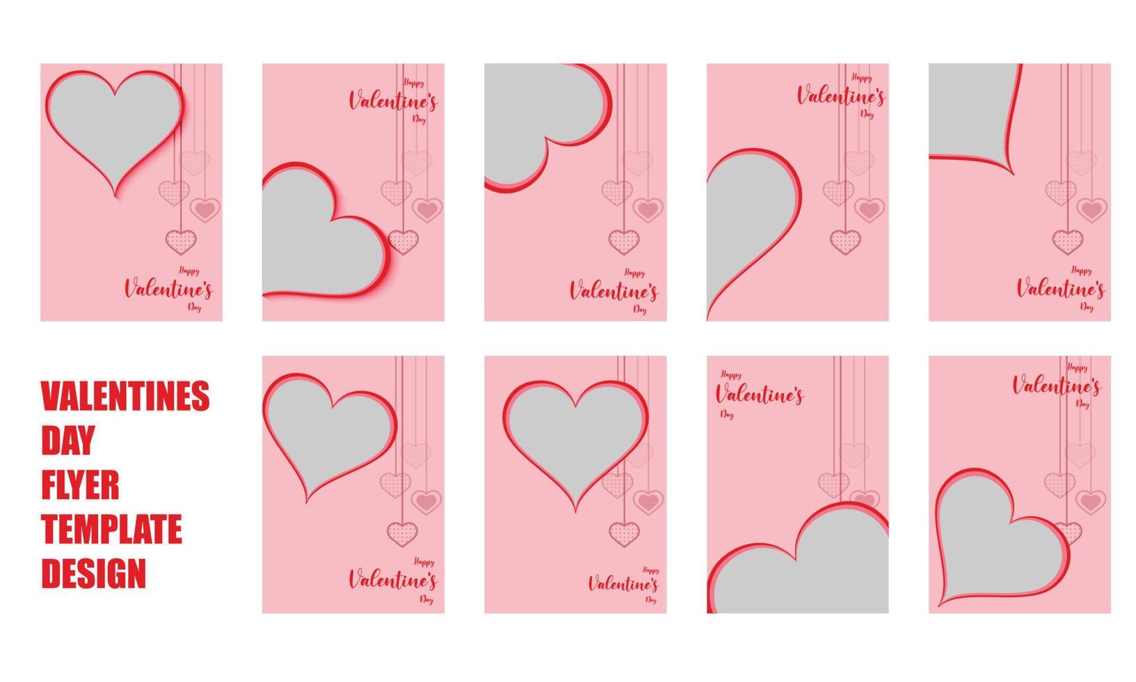 Alla hjärtans dag röda och rosa reklamblad mall design del fyra vektor