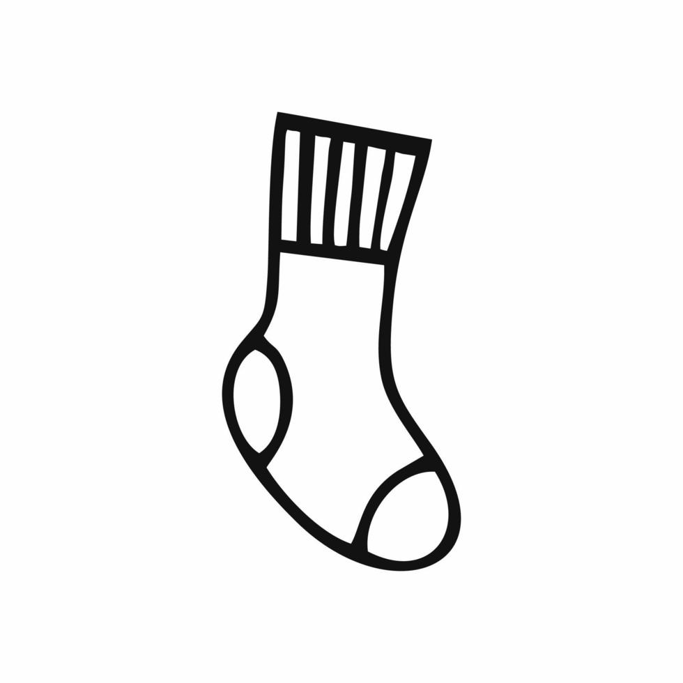 Vektor-Doodle-Illustration einer Socke. Socken mit einer Konturlinie gezeichnet. Freihandzeichnung. vektor