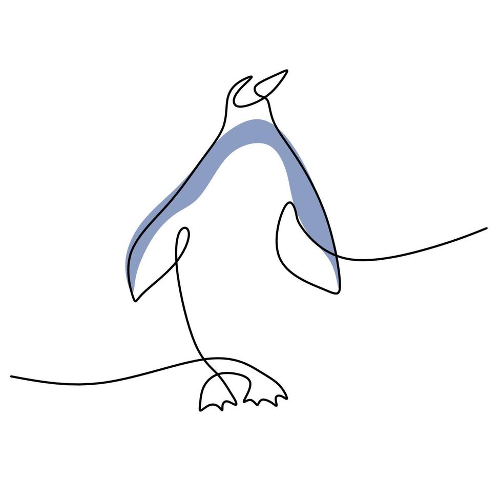 kontinuierliche eine linie von abstrakten lustigen pinguin-wanderplakaten vektor