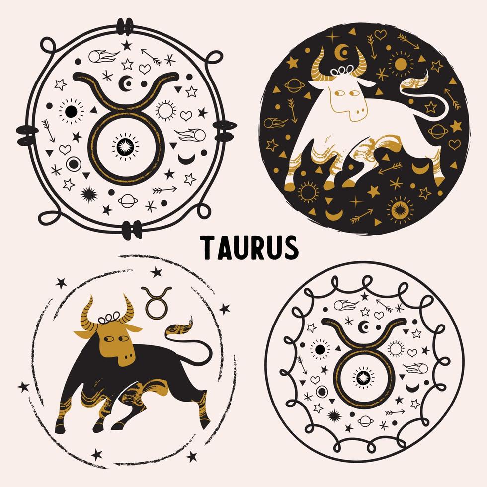 Oxen är ett zodiakens tecken. horoskop och astrologi. vektor illustration i platt stil.