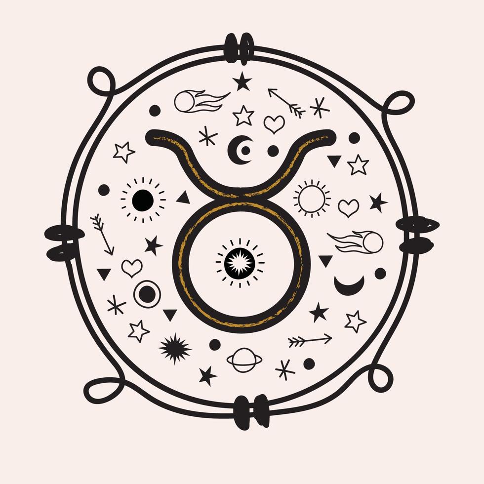 Oxen är ett zodiakens tecken. horoskop och astrologi. vektor illustration i platt stil.