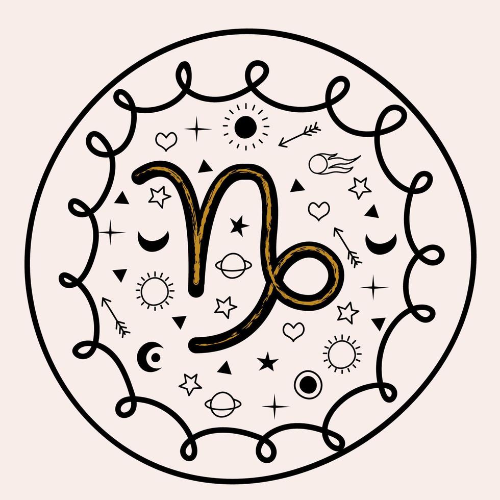 Steinbock ist ein Sternzeichen. Horoskop und Astrologie. Vektor-Illustration in einem flachen Stil. vektor