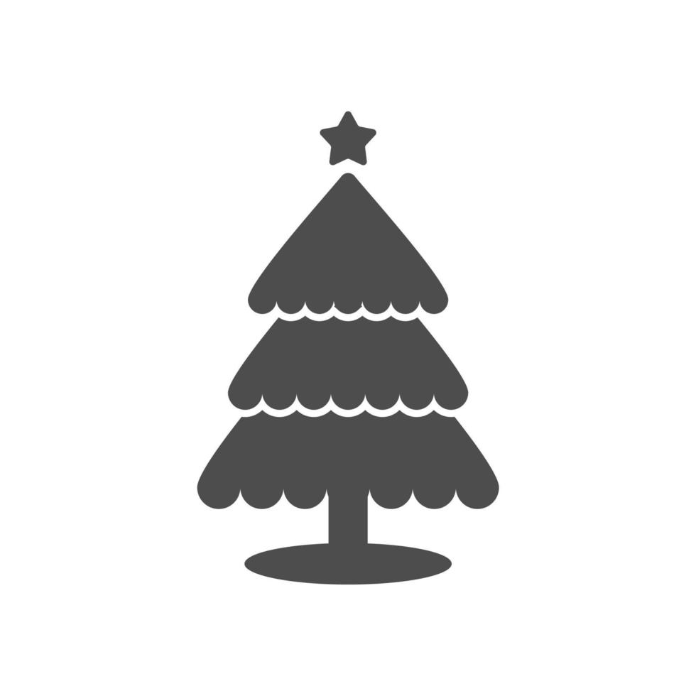 enkel julgran ikon på vit bakgrund vektor