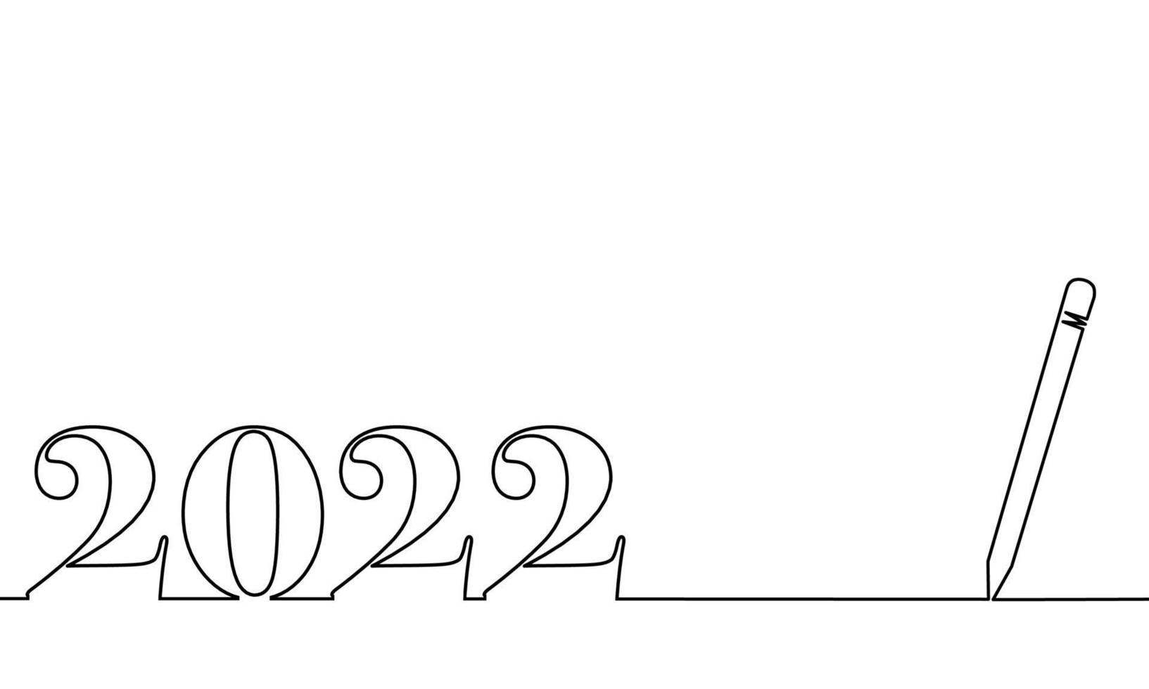 ein Strichzeichnungsstil mit einem Stift rechts und 2022 links, dem Jahr des Herrn. Konzept zum Schreiben, einfach, jährlich, feiern, Jubiläum usw. vektor