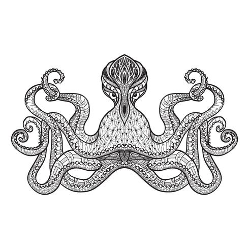 Doodle sketch octopus svart linje vektor