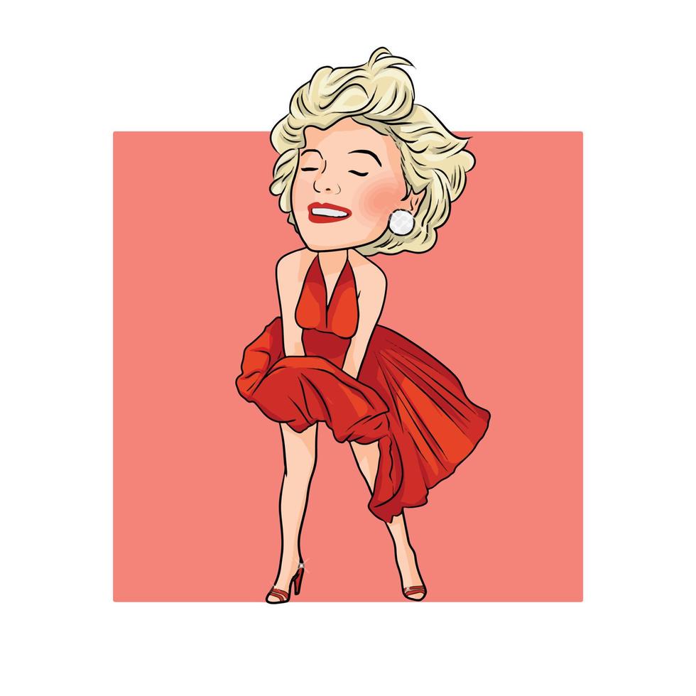 Marilyn Monroe Vektor Illustration Karikatur Großer Kopf