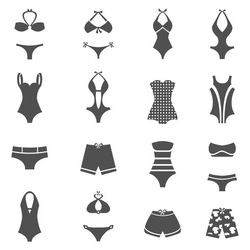 Badebekleidung Icons Set vektor