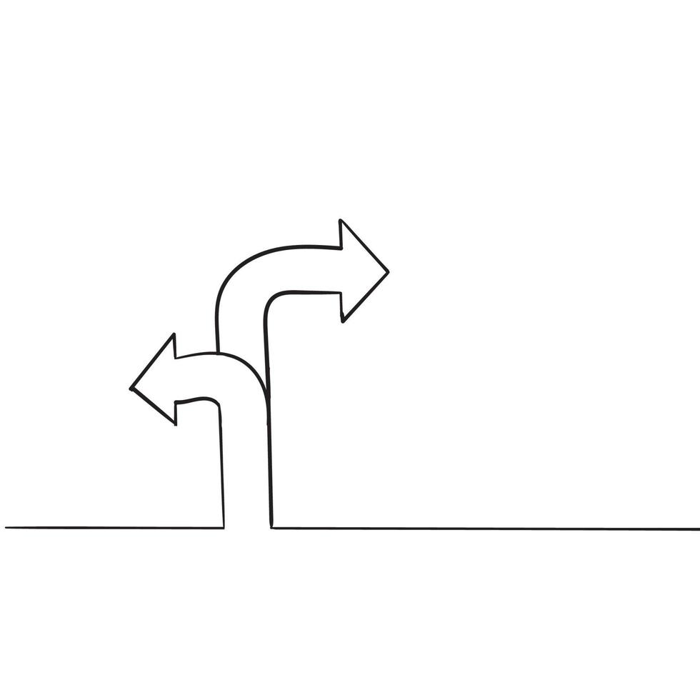 eine durchgehende Strichzeichnung von Verkehrszeichenpfeilen isoliert auf weißem Hintergrund im handgezeichneten Stil vektor
