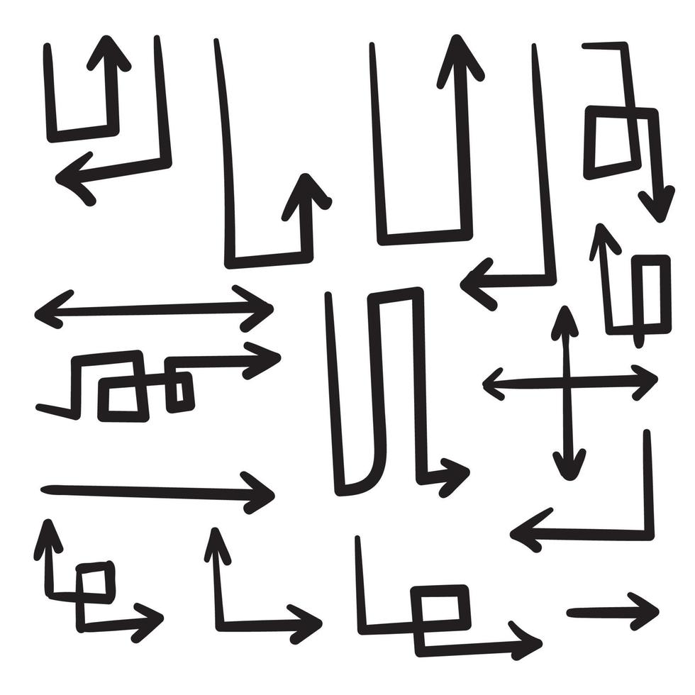 Hand gezeichnete Pfeile Sammlung mit Lügenkunstart lokalisiertem Hintergrund vektor