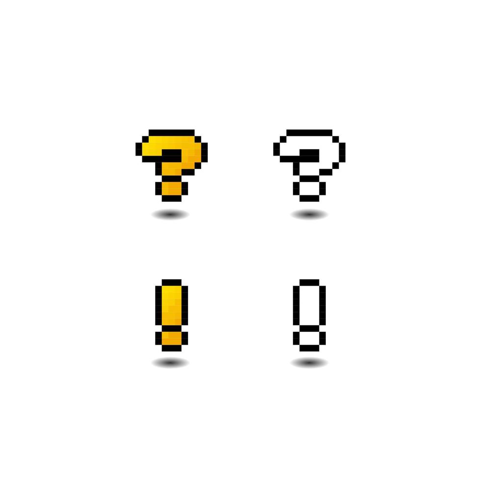 Pixel Art 8-Bit-Zeichen oder Fragesymbol, isolierte Vektorillustration vektor