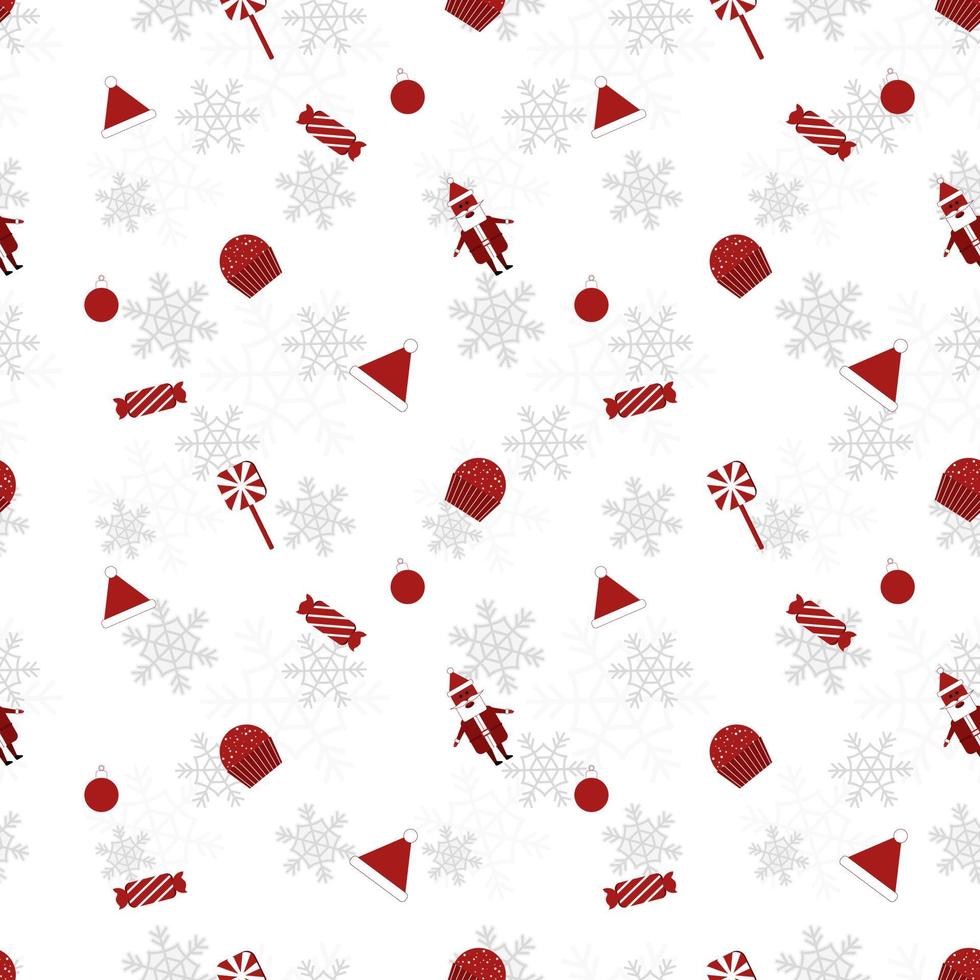 Runde Kante Weihnachten Objekt wiederholen Muster in Re-Farbe auf weißem Hintergrund, nahtlose Weihnachtsmuster erstellt. vektor