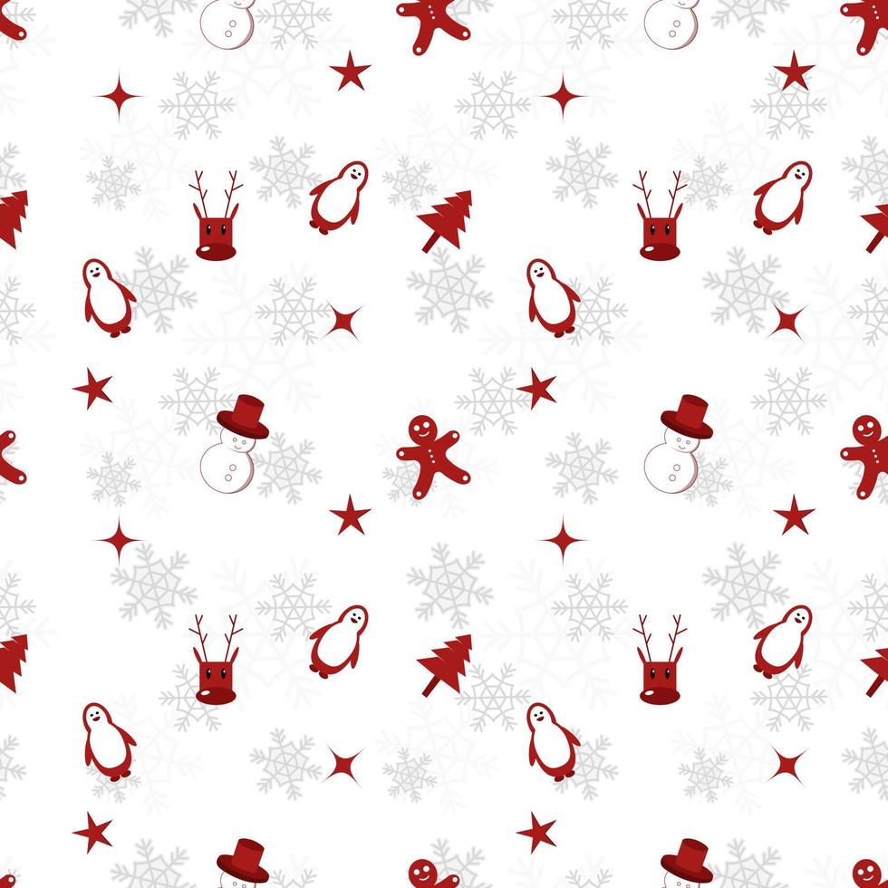 Weihnachten Objekt Silhouette Wiederholungsmuster in roter Farbe auf flachem weißem Hintergrund. Weihnachten Objekt nahtlose Muster. vektor