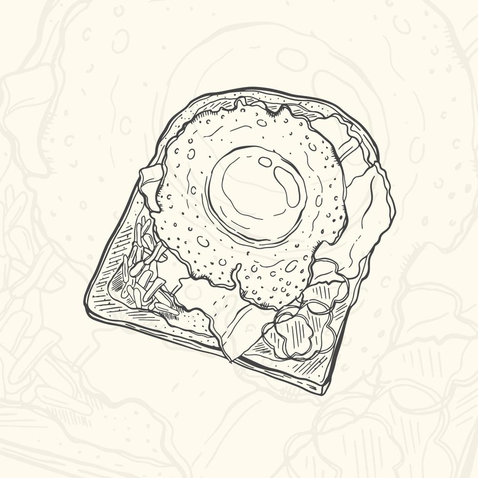 illustration skiss toast food.hand dras element design meny. isolerade objekt i vit bakgrund. vektor