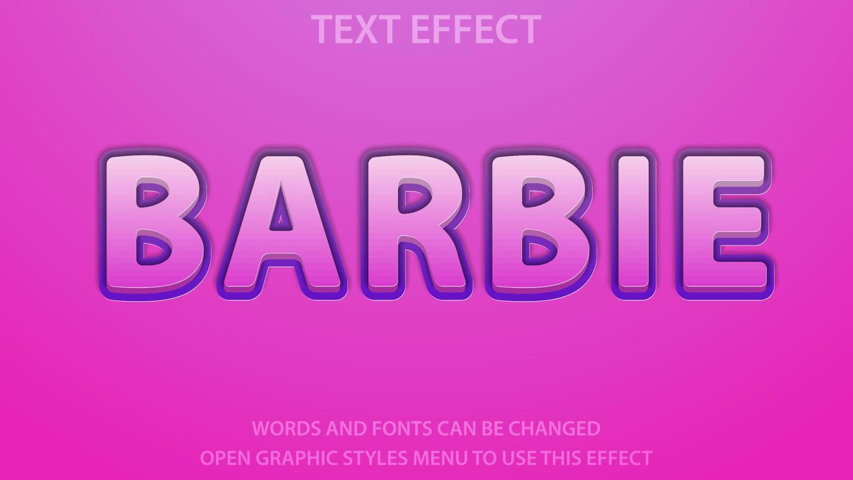 barbie texteffekt. vektor illustration. redigerbar