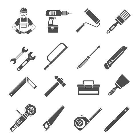 Tools Icons Schwarz Set vektor