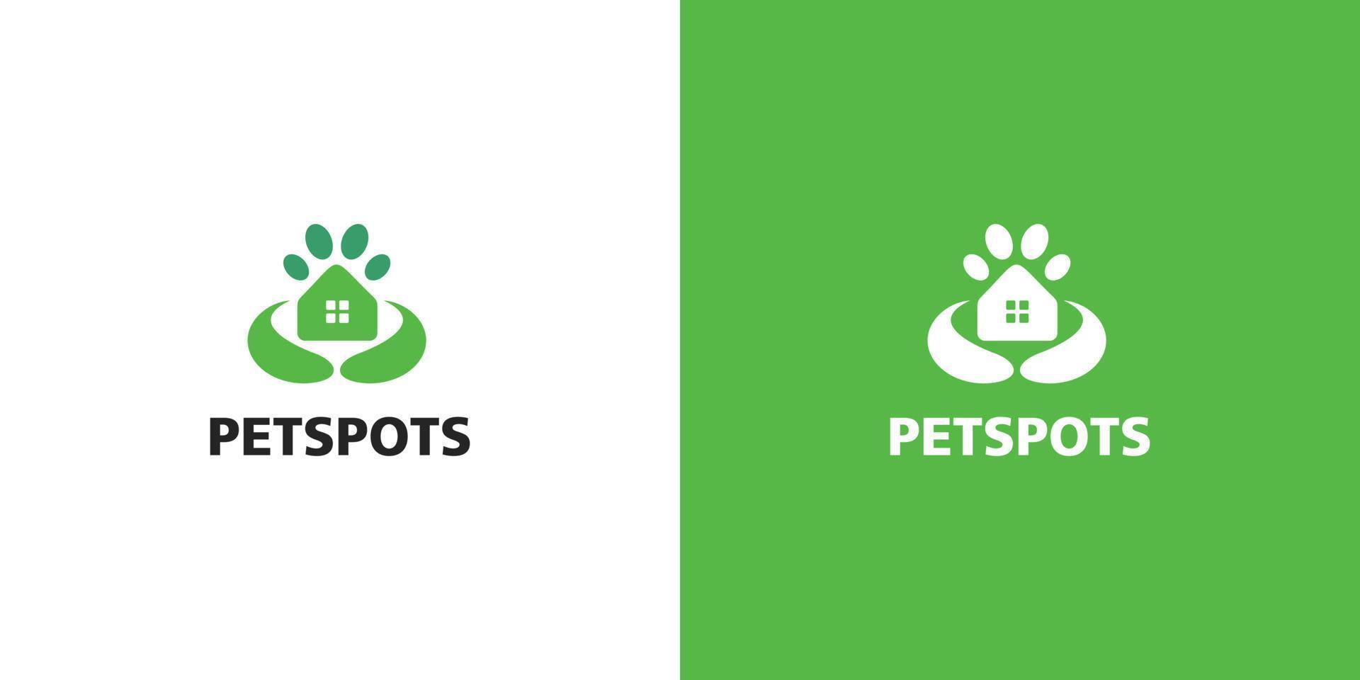 Das einfache und moderne Logo-Design von Pet Spots ist für das Heimtiergeschäft geeignet vektor