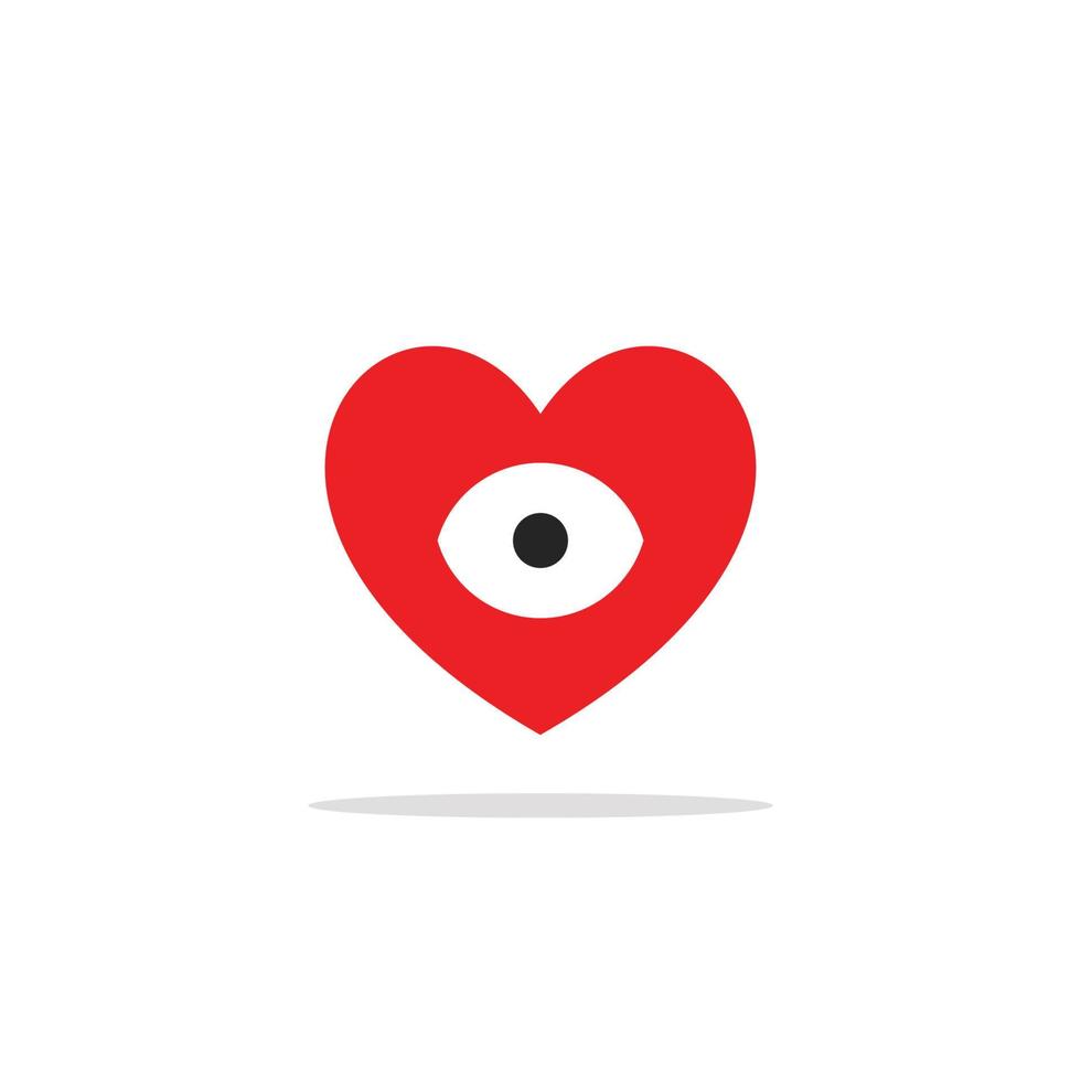 enkel och attraktiv logotyp för hjärtögonillustration vektor