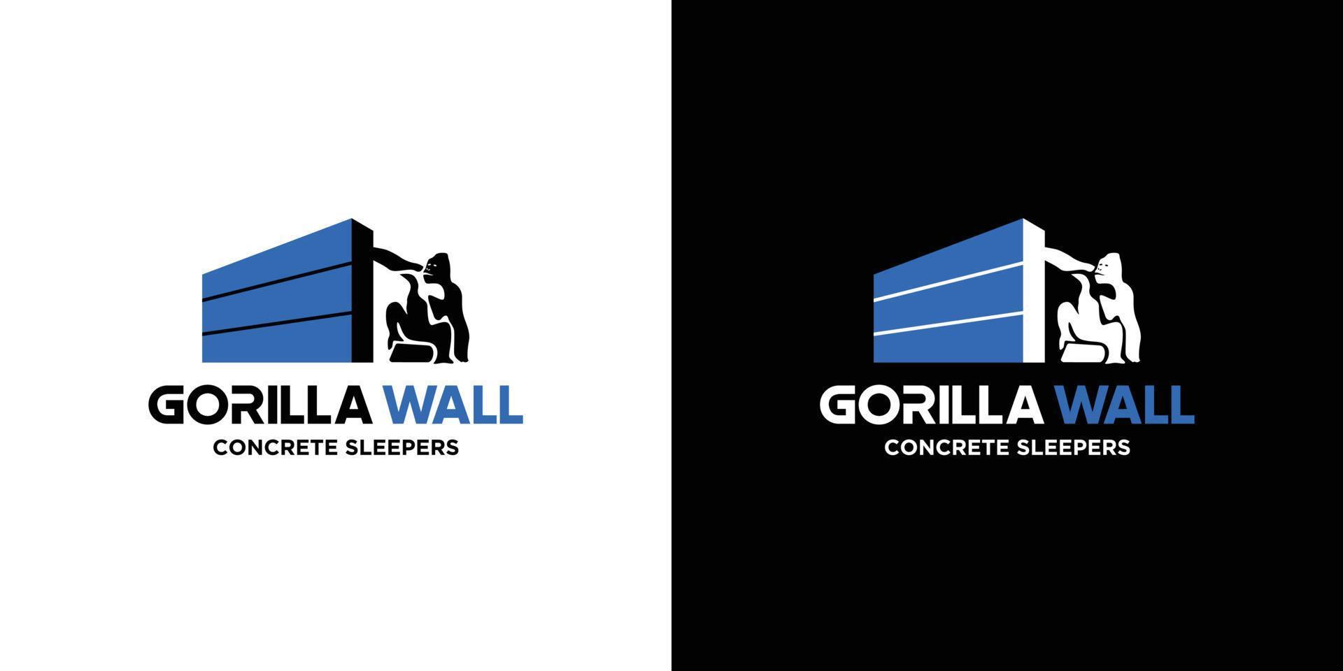 An der Wand befestigtes Gorilla-Themenlogo ist für Bauunternehmen und andere geeignet 1 vektor