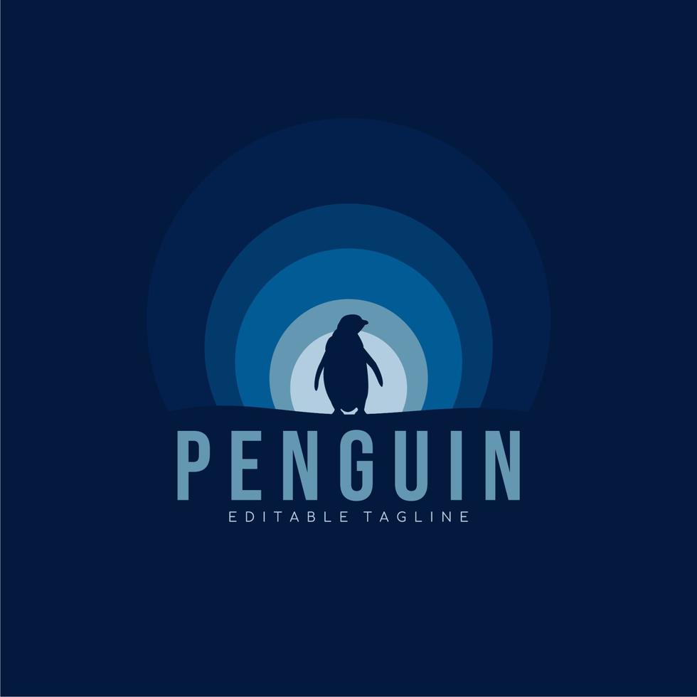 minimalistische Pinguin-Silhouette mit blauem Farbverlauf. Logo Design. Vektor-Illustration. vektor