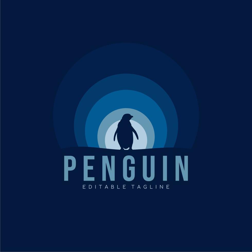 minimalistisk pingvinsilhuett med blå gradient. logotypdesign. vektor illustration.