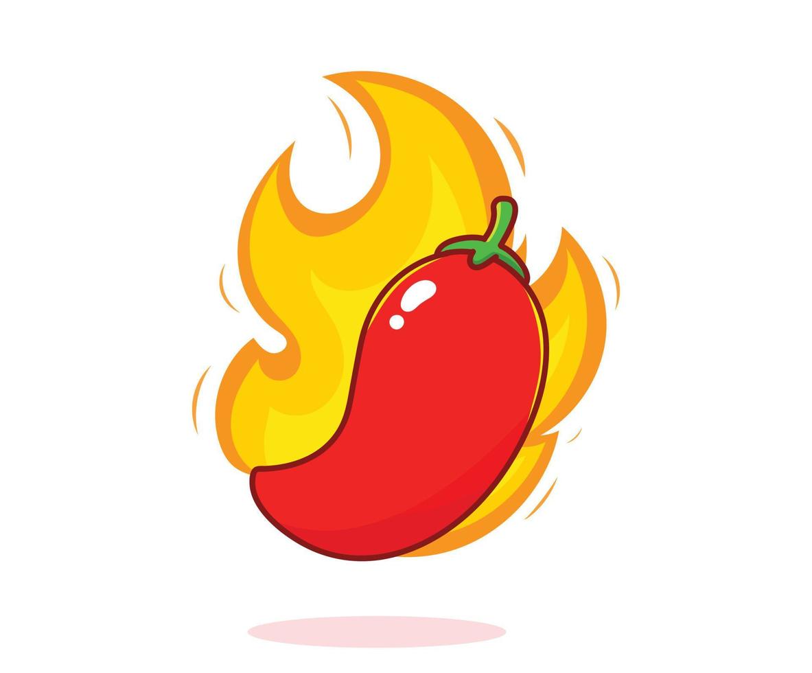 red hot chili logotyp handritad tecknad konstillustration vektor