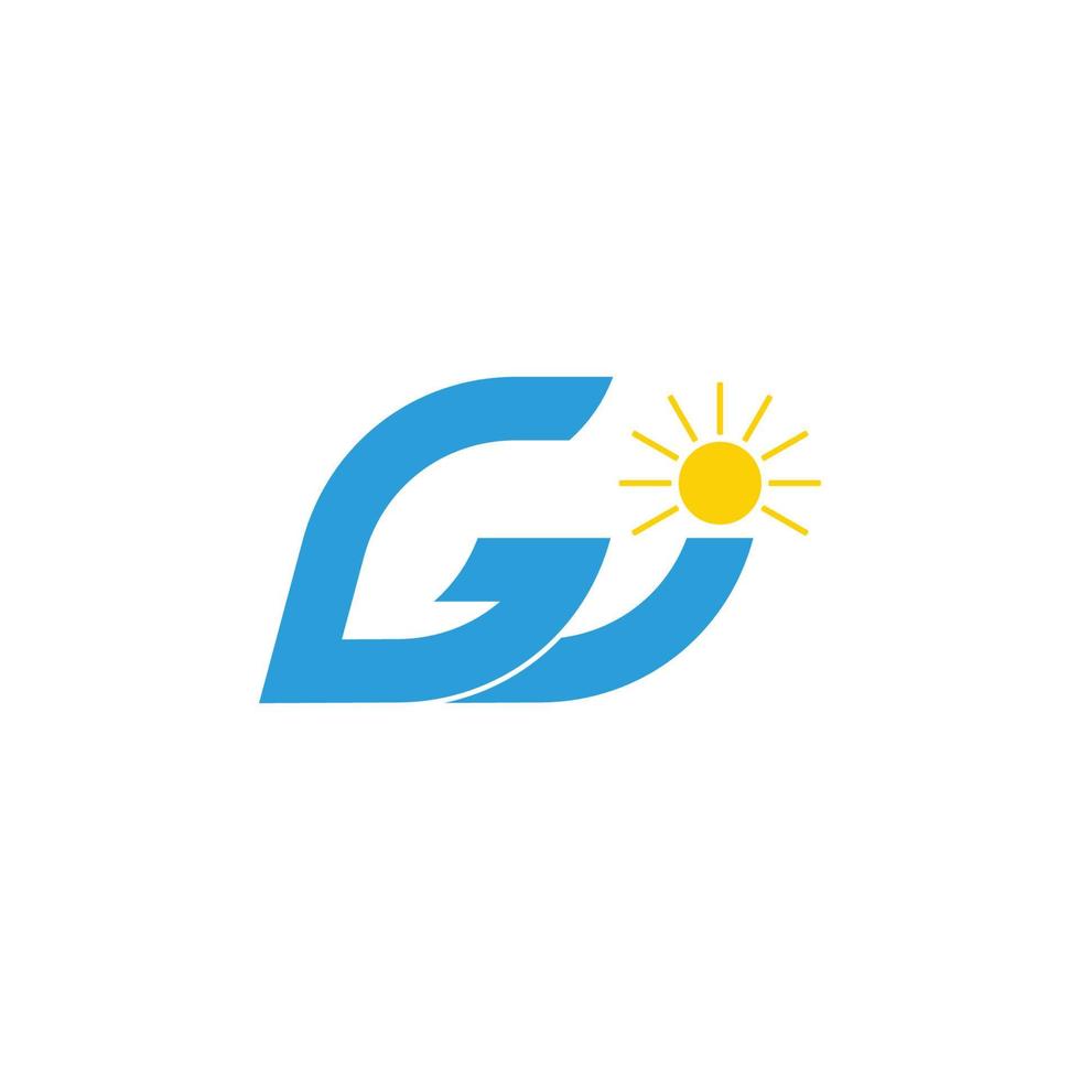 bokstaven gw vågor solen geometrisk logotyp vektor
