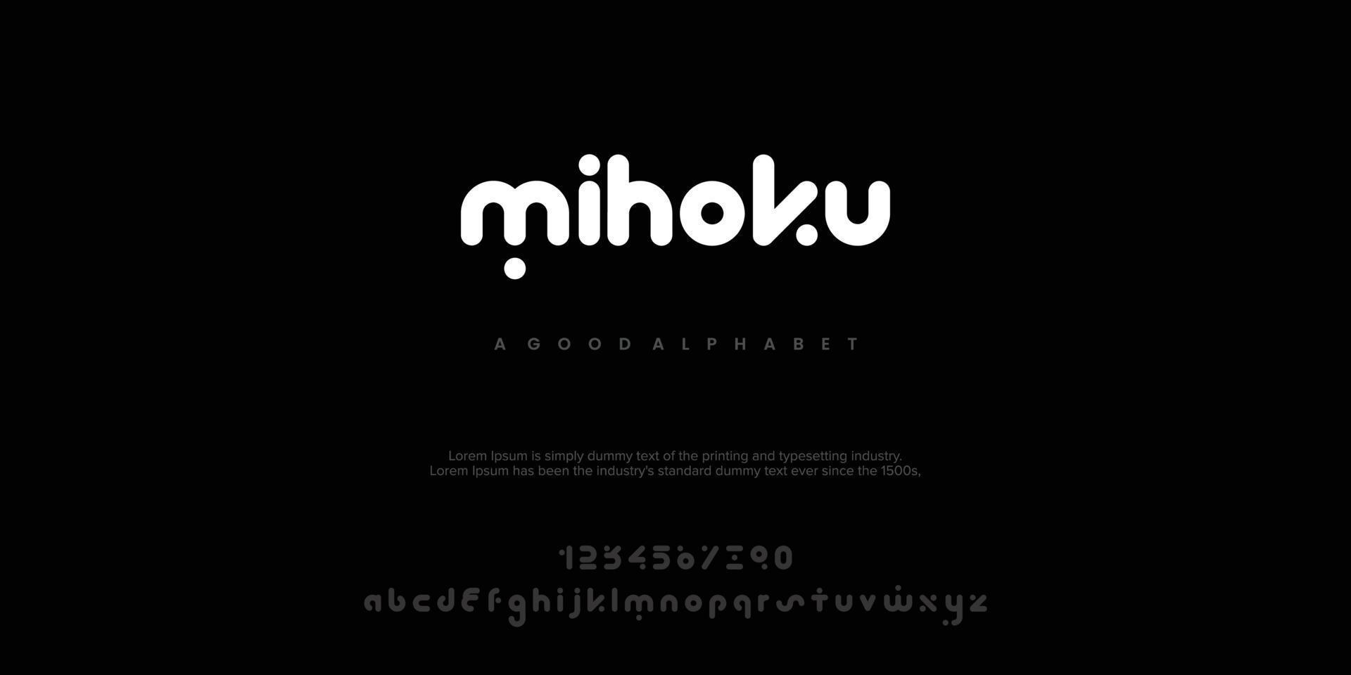 mihoku abstrakta minimala moderna alfabetteckensnitt. typografi teknik vektor illustration