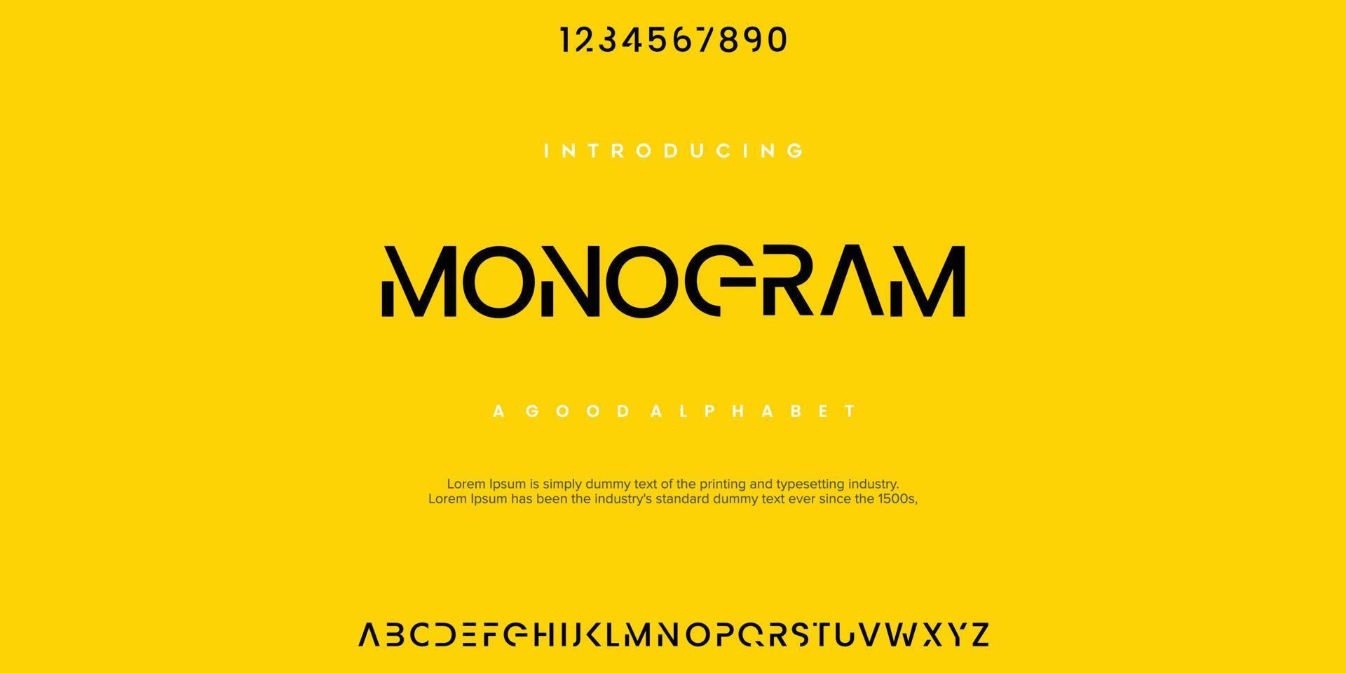 Monogramm moderne minimale abstrakte Alphabetschriften. Typografie-Technologie, Elektronik, Film, Digital, Musik, Zukunft, Logo-Kreativschrift. Vektor-Illustration vektor