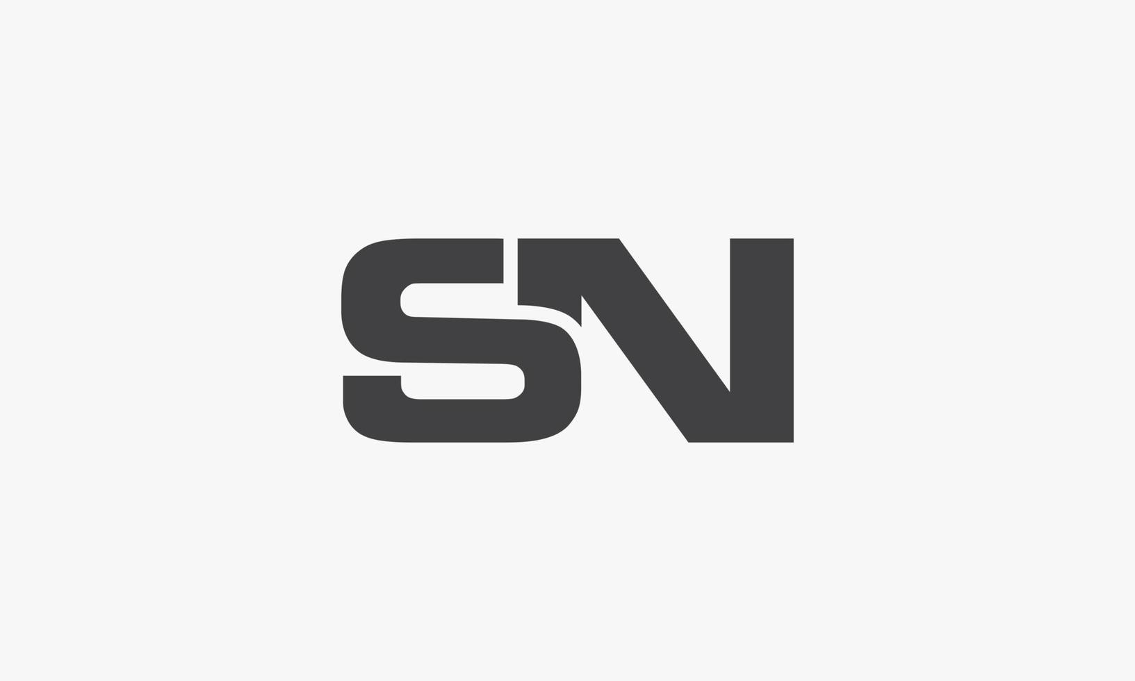 SN-Brief-Logo isoliert auf weißem Hintergrund. vektor
