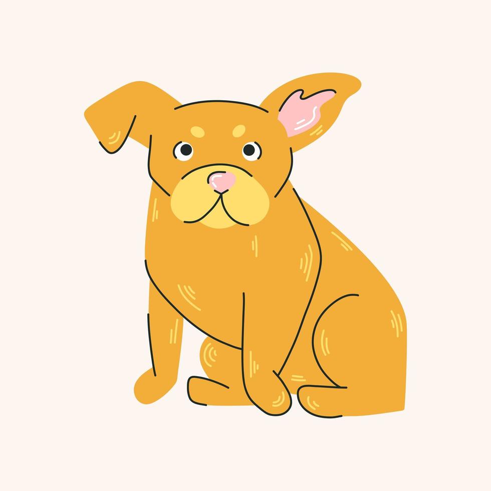 gul vektor hund illustration. färgglada tryck med hund