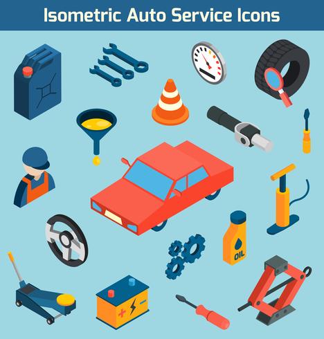 Isometrische Symbole für den Autoservice vektor