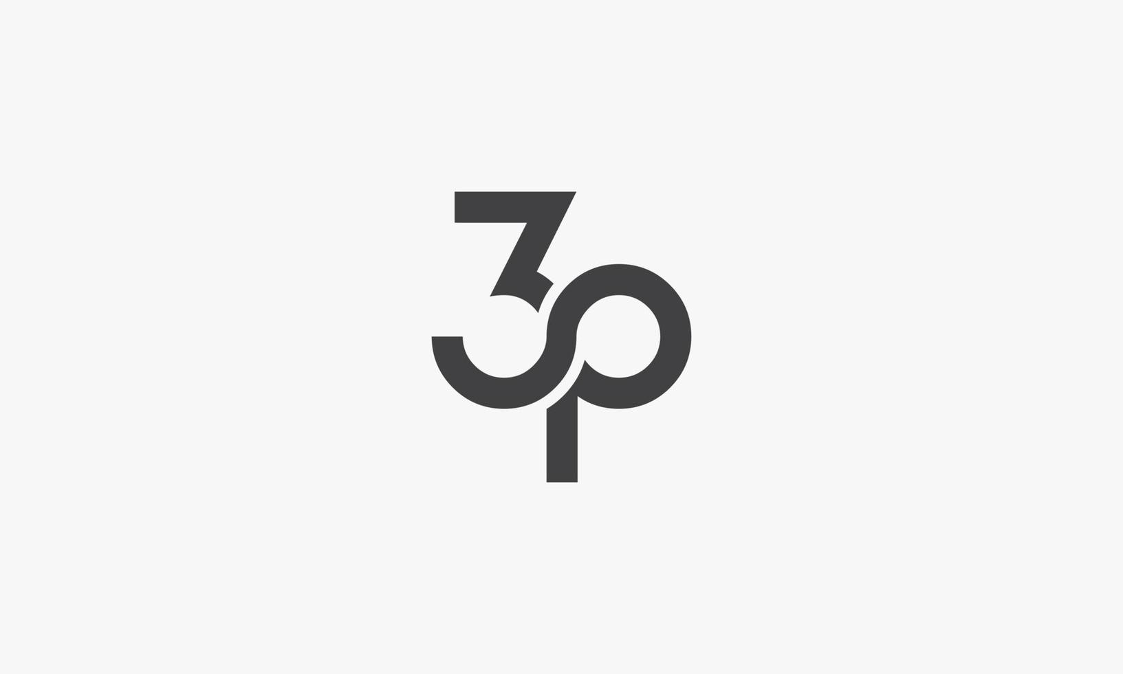Logokonzept 3p oder p3 lokalisiert auf weißem Hintergrund. vektor