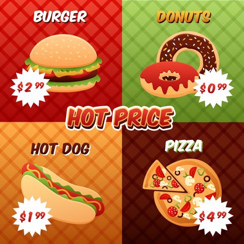 Fast-Food-Poster-Set vektor