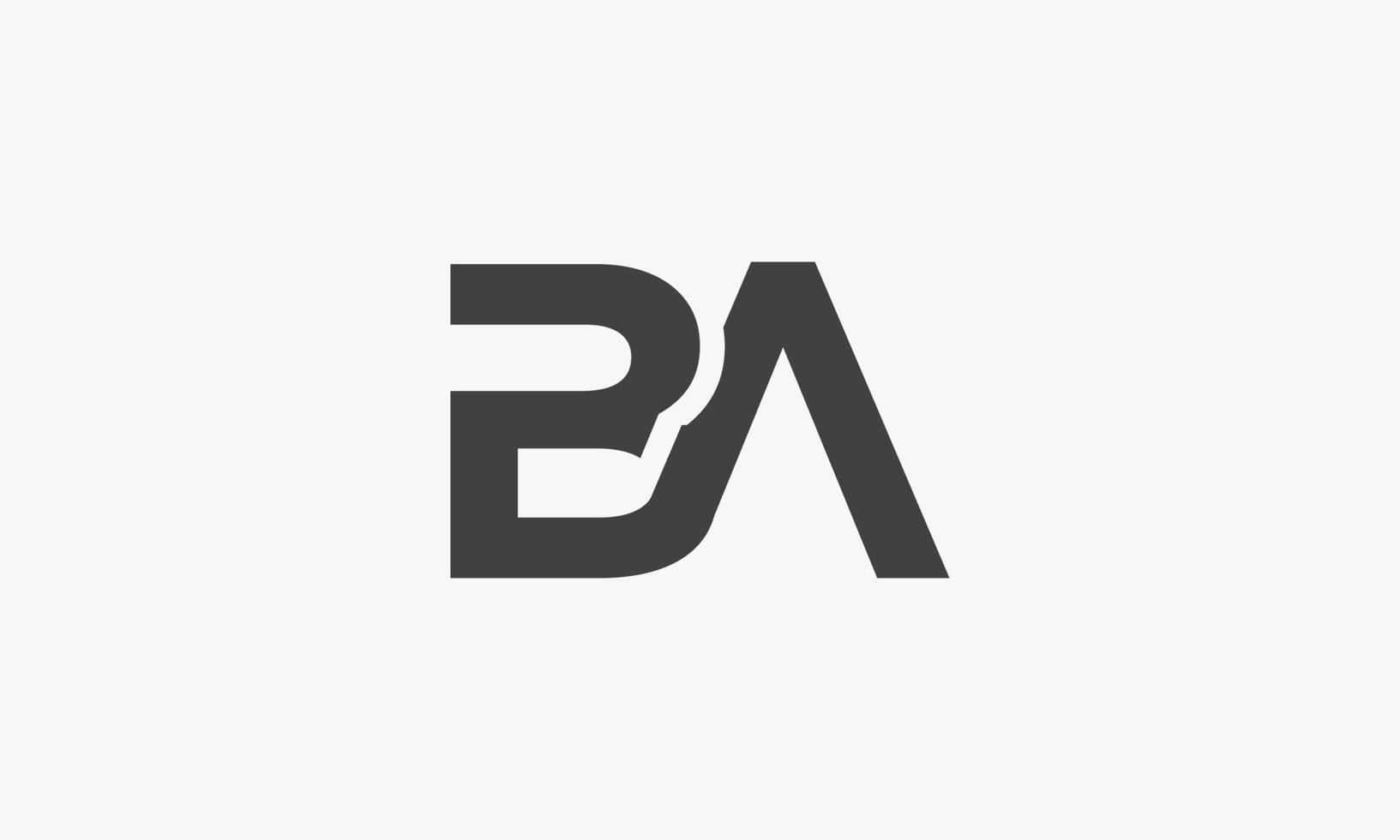 ba-Brief-Logo verbunden Konzept isoliert auf weißem Hintergrund. vektor