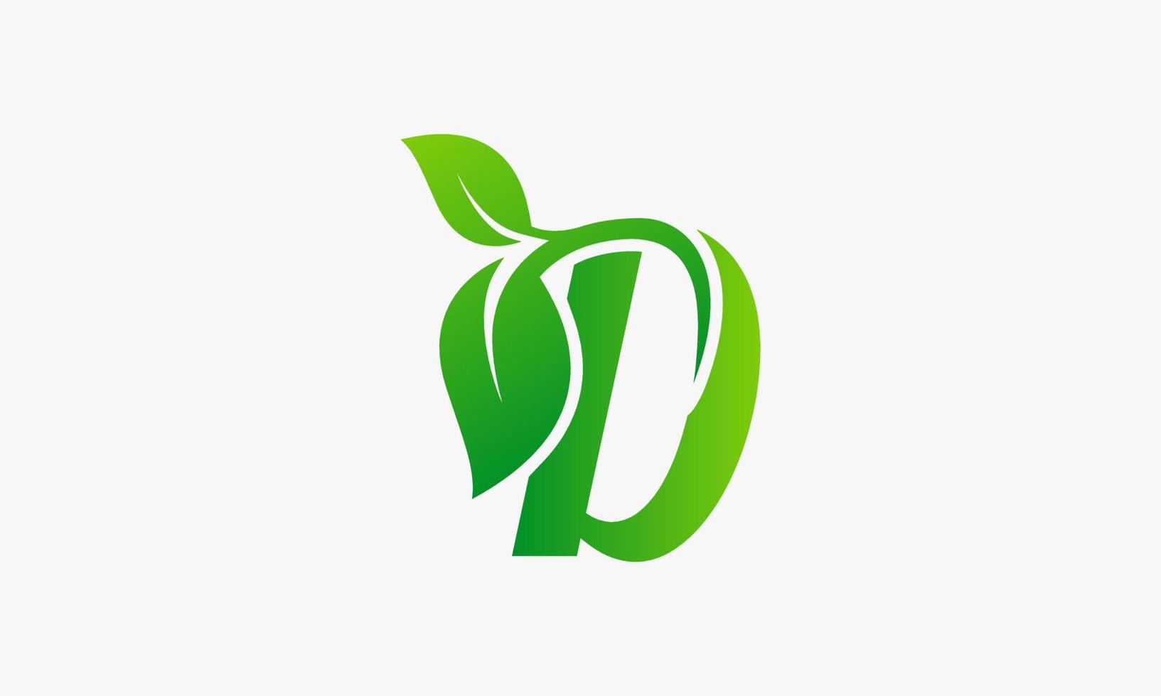 gröna blad bokstaven d logotyp på vit bakgrund. vektor