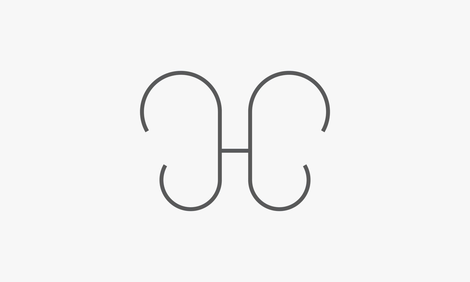 Schmetterlingsbuchstabe h-Logokonzept isoliert auf weißem Hintergrund. vektor