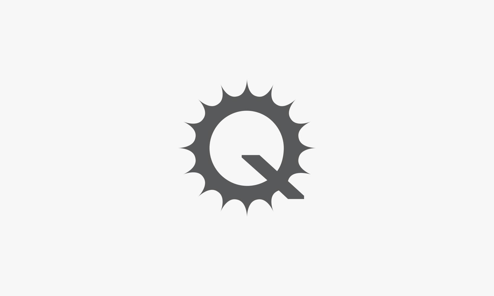 Sonne-Buchstabe q-Logo-Konzept isoliert auf weißem Hintergrund. vektor