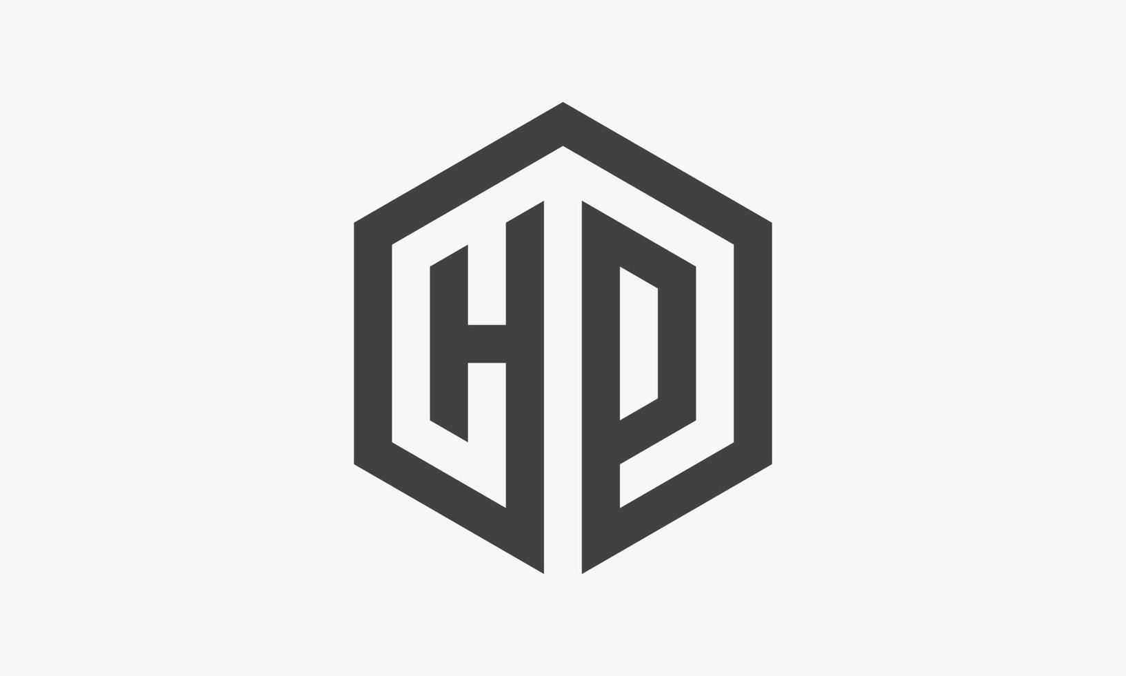 HP Sechseck-Buchstaben-Logo isoliert auf weißem Hintergrund. vektor