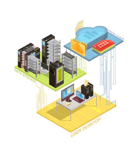 Datenwolke isometrische Infografiken vektor