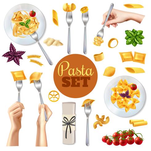 pasta realistiska uppsättning vektor