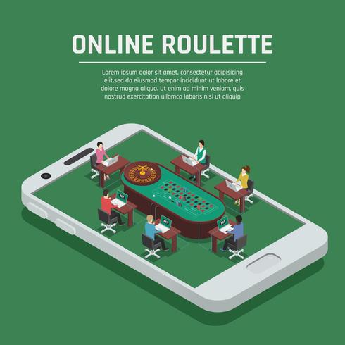 Online-Roulette-isometrisches Smartphone-Poster vektor