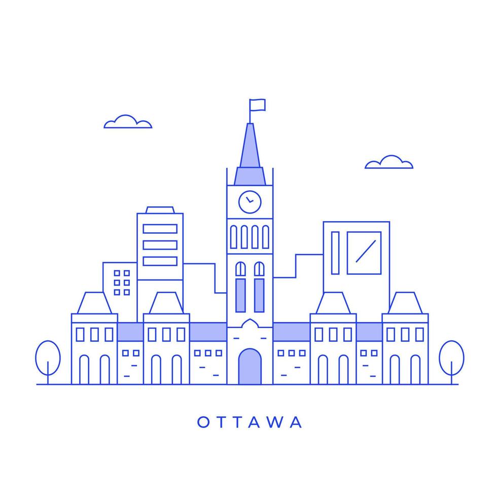 moderne ottawa-stadt in linie kunst vektor