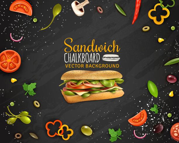 Fresh Sandwich Chalkboard Bakgrund Reklamaffisch vektor