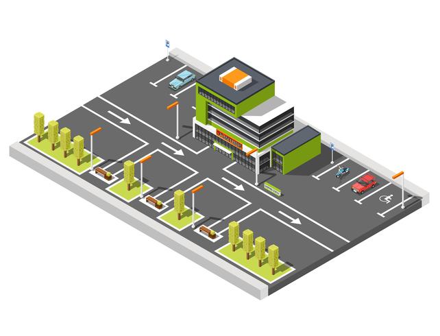 Einkaufszentrum Parken Zusammensetzung vektor