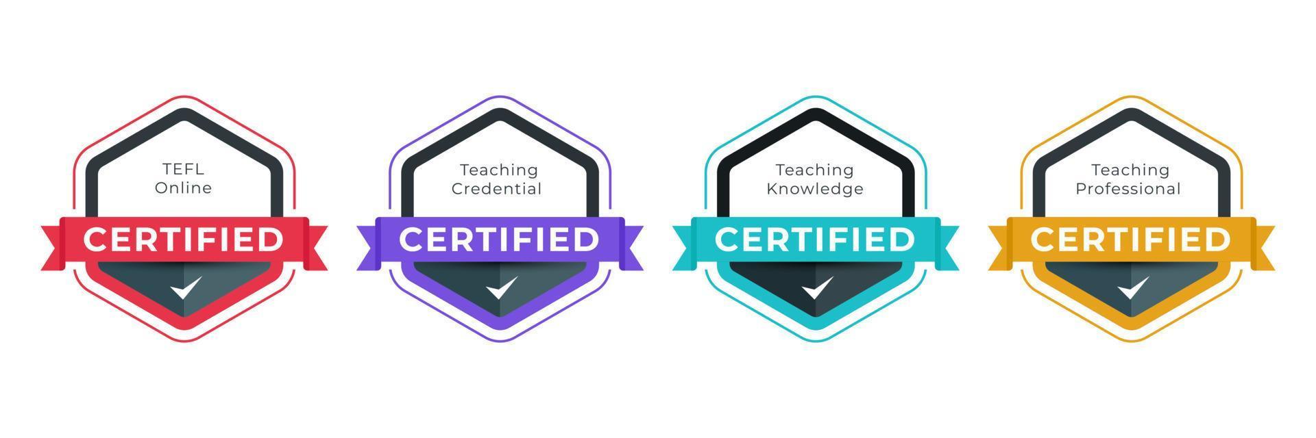 digitalt märke certifierat för professionell undervisningskategori. vektor logotyp certifikat ikon designmall.