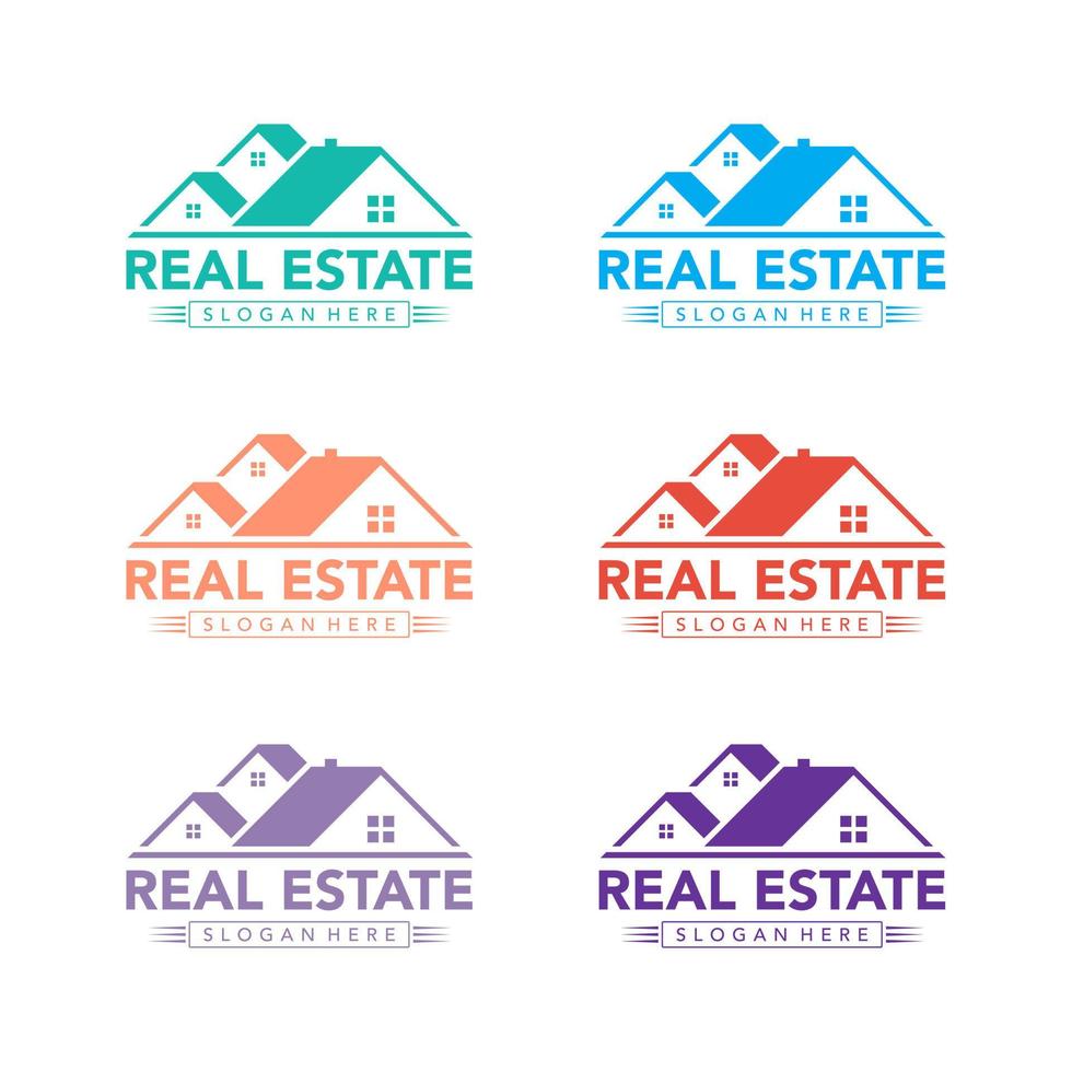 Immobilien-Logo-Design in mehrfarbiger oder vektorieller Dachvorlage vektor