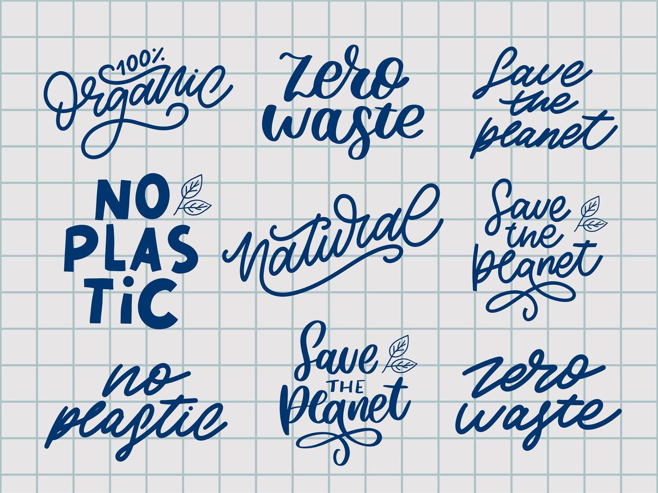 100 naturliga vektor bokstäver stämpel illustration slogan kalligrafi