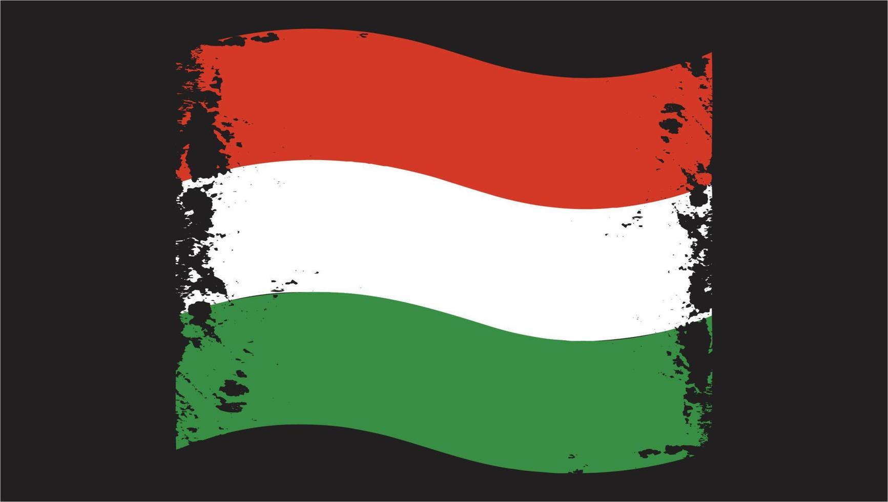 Ungern land transparent vågig flagga grunge borste vektor