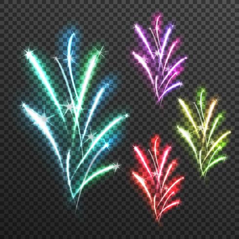Ljuseffekter Fireworks Transparent Composition vektor